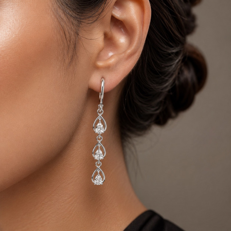 گوشواره اشک سفید J26