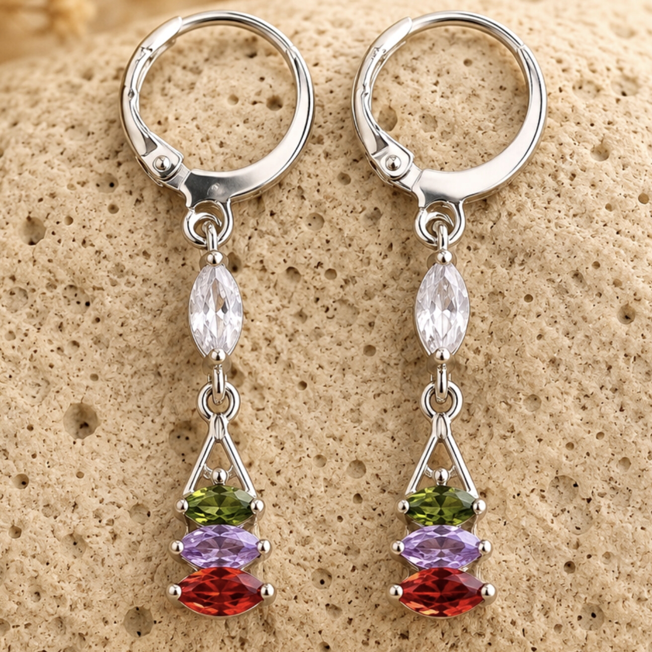 گوشواره رنگین کمان استیل رنگ ثابت ضدحساسیت j12