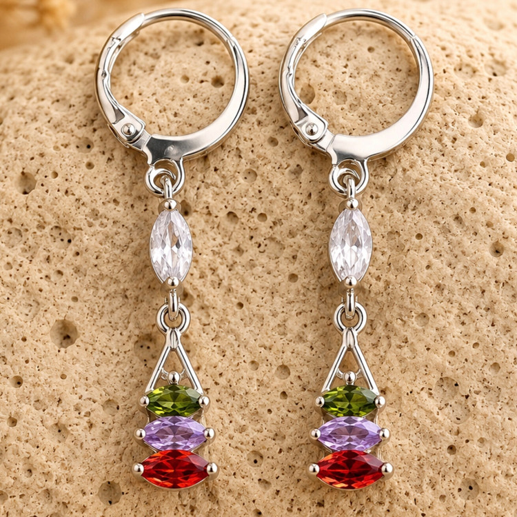 گوشواره رنگین کمان استیل رنگ ثابت ضدحساسیت j12